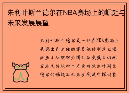 朱利叶斯兰德尔在NBA赛场上的崛起与未来发展展望